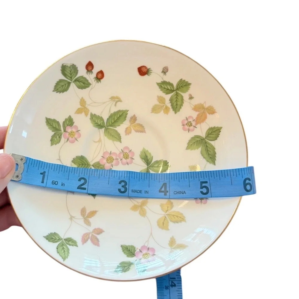Wedgwood Wild Strawberry Teacup and Saucer Set Bone China R4406 Made in England